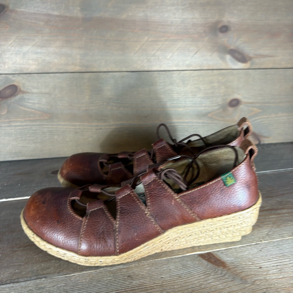 el naturalista womens size 36 shoes brown leather lace up comfort sneakers
